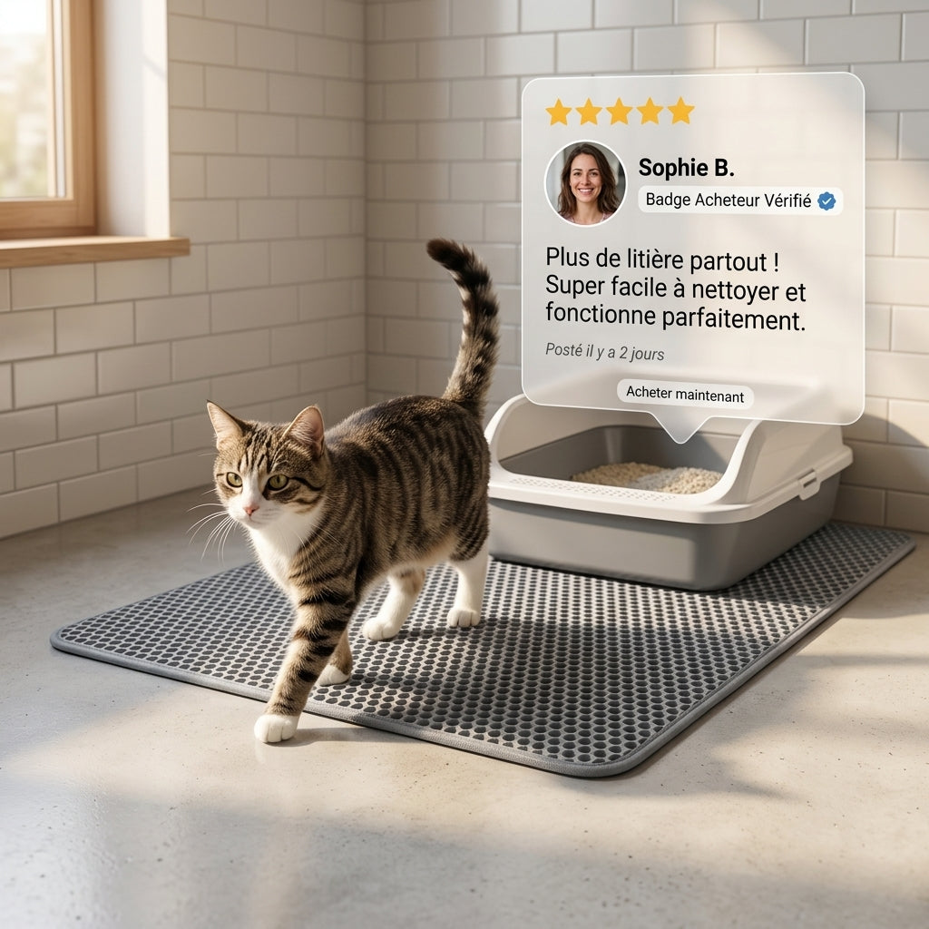 Tapis de Litière pour Chat Double Couche – Anti-Saleté & Imperméable