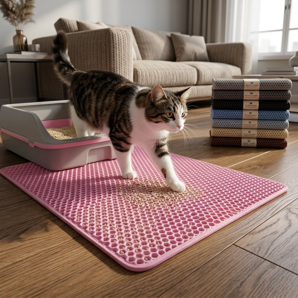 Tapis de Litière pour Chat Double Couche – Anti-Saleté & Imperméable
