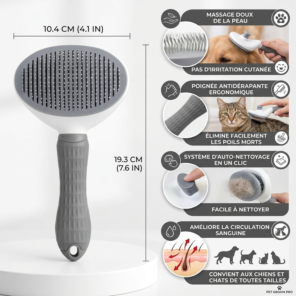 Brosse de Toilettage Auto-Nettoyante pour Animaux