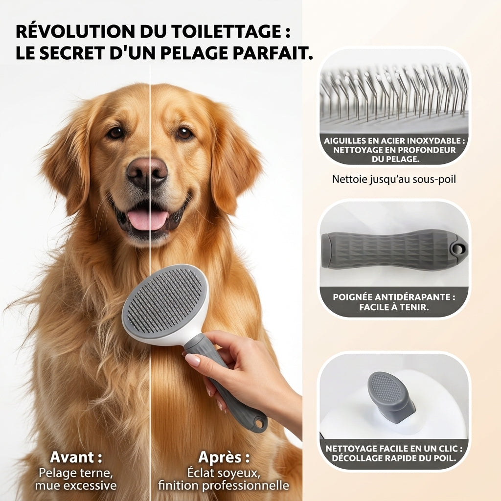 Brosse de Toilettage Auto-Nettoyante pour Animaux