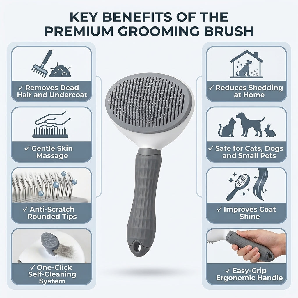Brosse de Toilettage Auto-Nettoyante pour Animaux